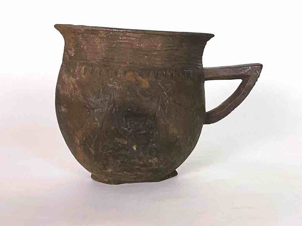 Vintage Wooden Tshi Vessel Cup from Congo, Africa | 8"