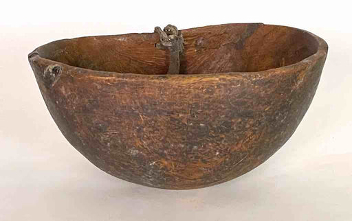 Vintage Wooden Turkana Vessel Bowl from Kenya, Africa | 9"