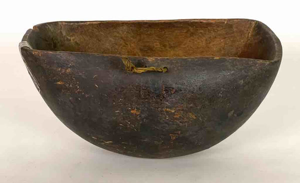 Vintage Wooden Turkana Vessel Bowl from Kenya, Africa | 10"