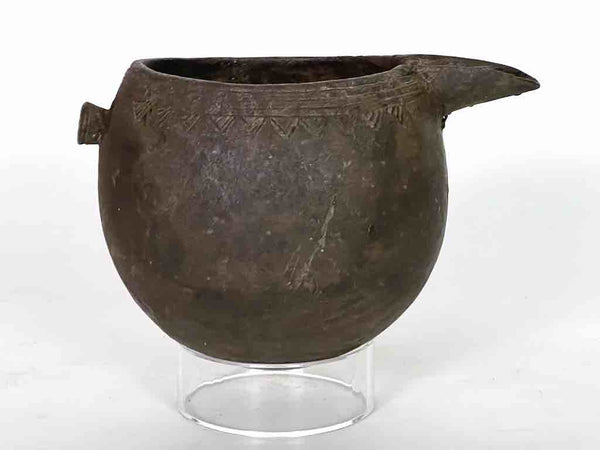 Vintage Wooden Tshi Vessel Cup from Congo, Africa | 8"