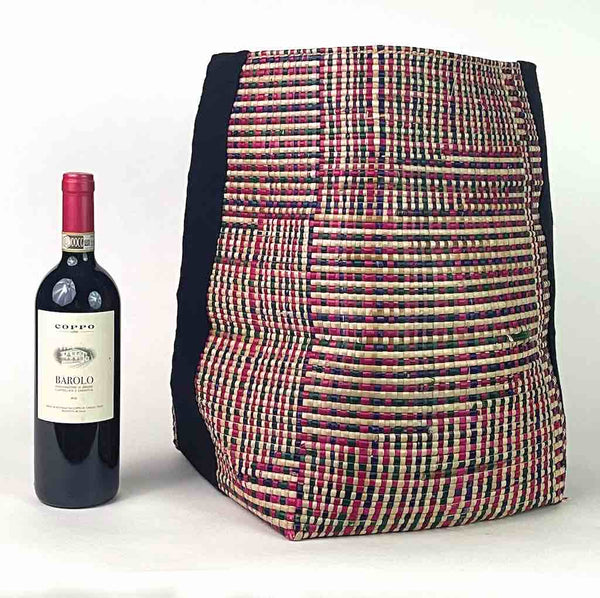 Deep Vintage Flexible Swampgrass Basket, Cloth Accent - Benin