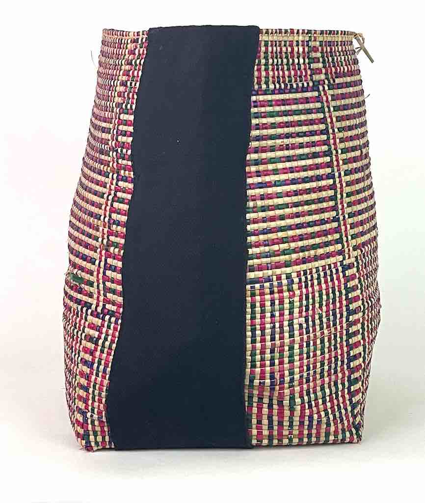 Deep Vintage Flexible Swampgrass Basket, Cloth Accent - Benin