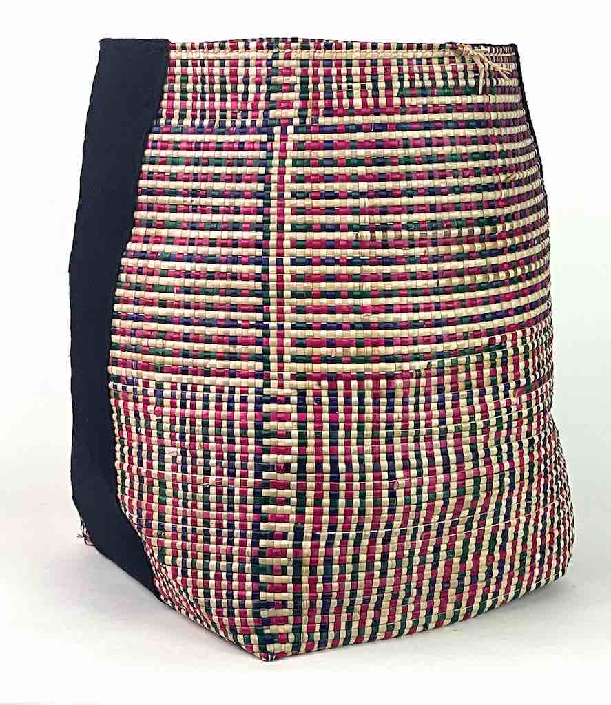 Deep Vintage Flexible Swampgrass Basket, Cloth Accent - Benin