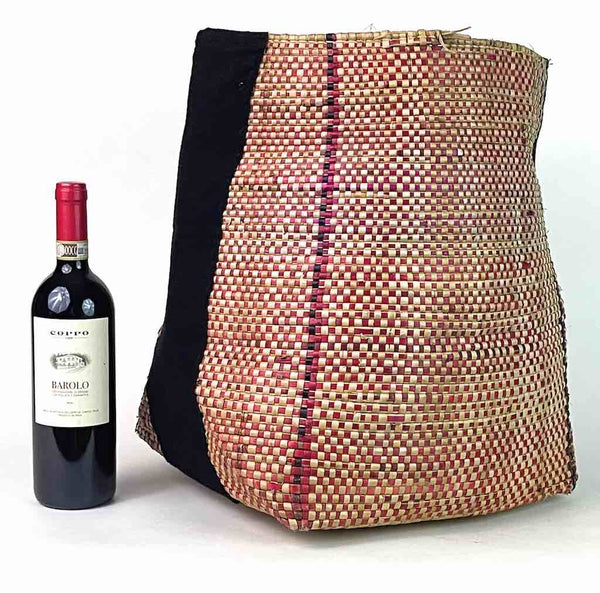 Deep Vintage Flexible Swampgrass Basket, Cloth Accent - Benin