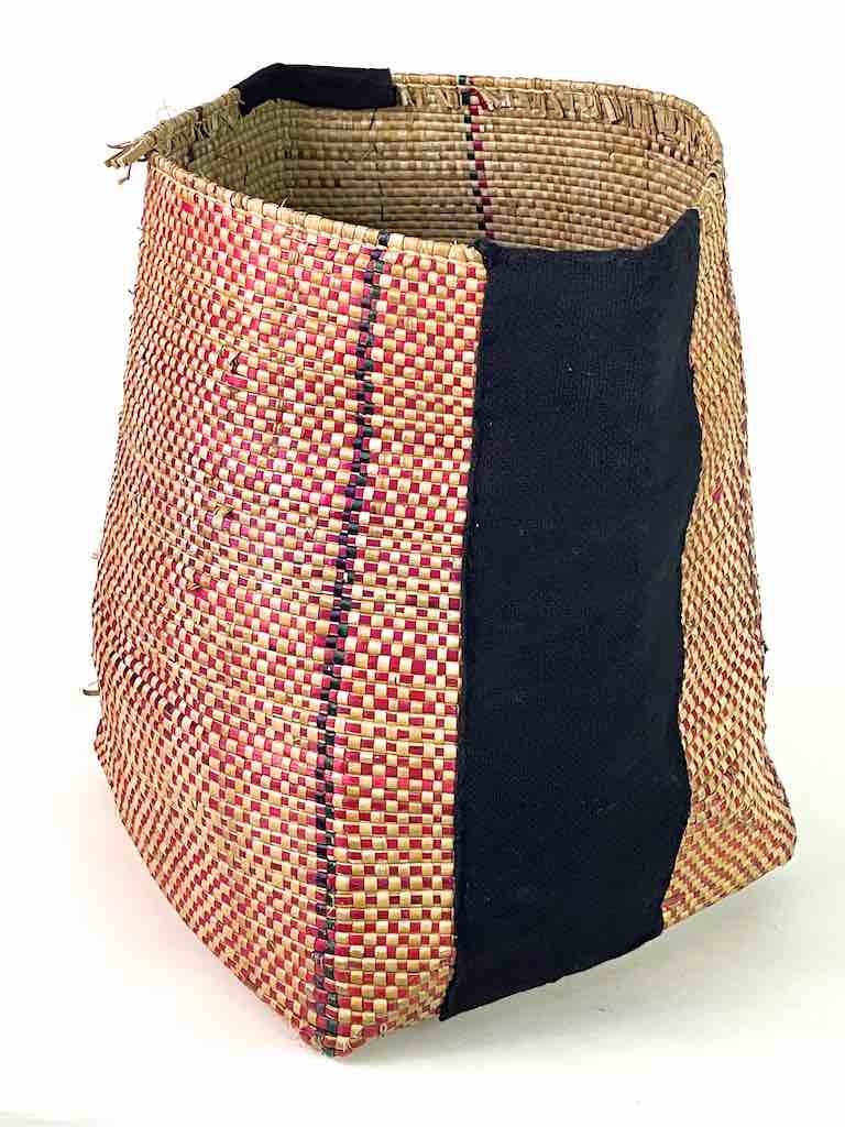 Deep Vintage Flexible Swampgrass Basket, Cloth Accent - Benin