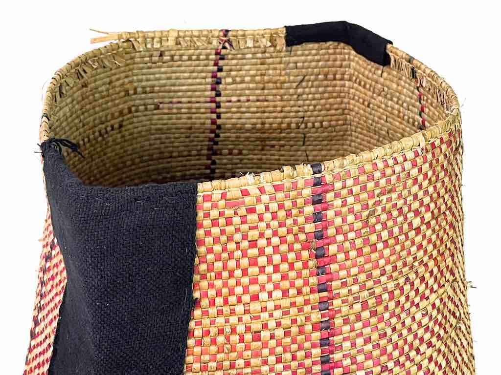 Deep Vintage Flexible Swampgrass Basket, Cloth Accent - Benin