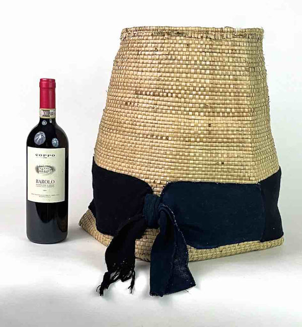 Deep Flexible Swampgrass Basket, Cloth Accent - Benin