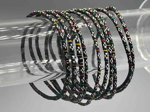 Narrowest Finest Design Recycled Plastic Bracelet - Black & White