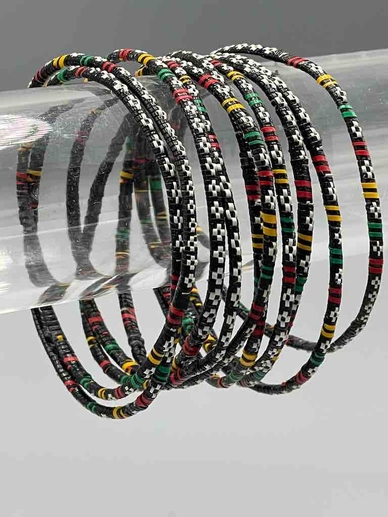 Narrowest Finest Design Recycled Plastic Bracelet - Black & White