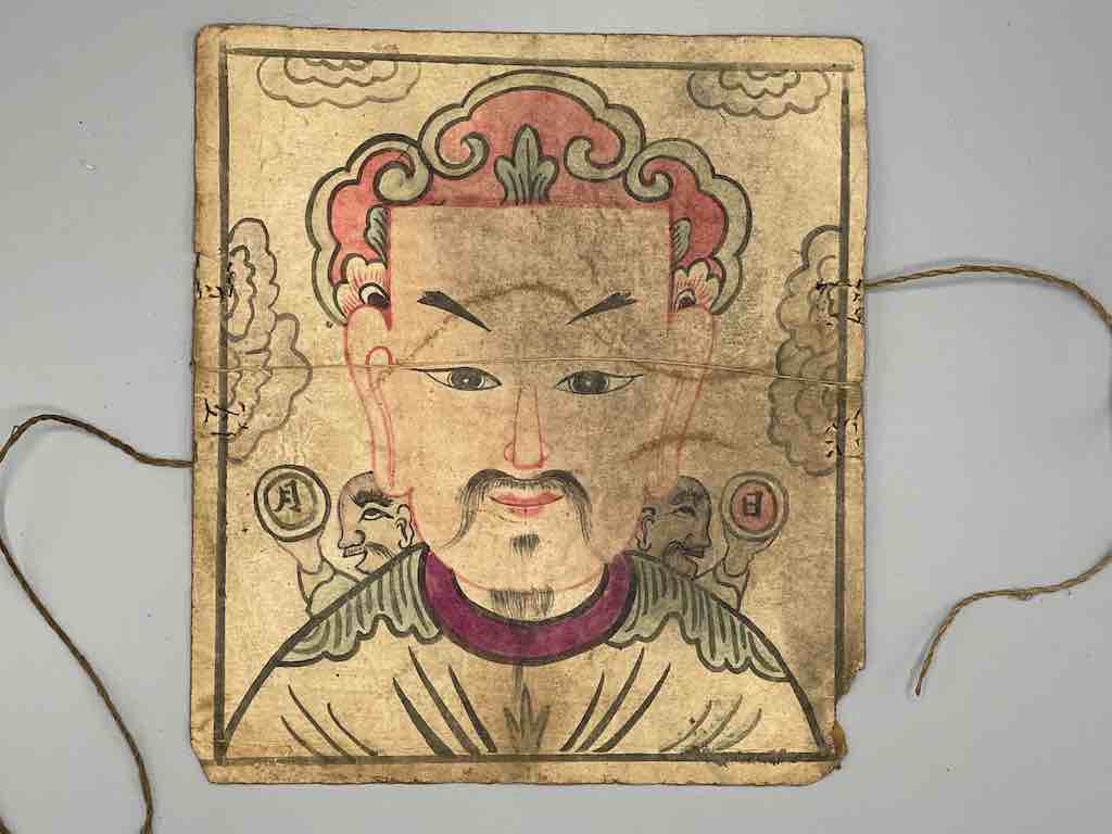 Vintage Dao Tsien Tao rice paper priest mask - Viet Nam