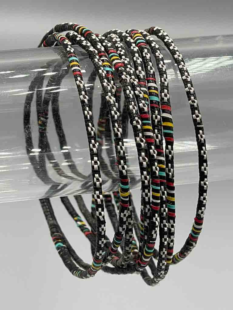 Narrowest Finest Design Recycled Plastic Bracelet - Black & White