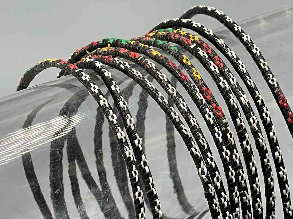 Narrowest Finest Design Recycled Plastic Bracelet - Black & White & Rasta