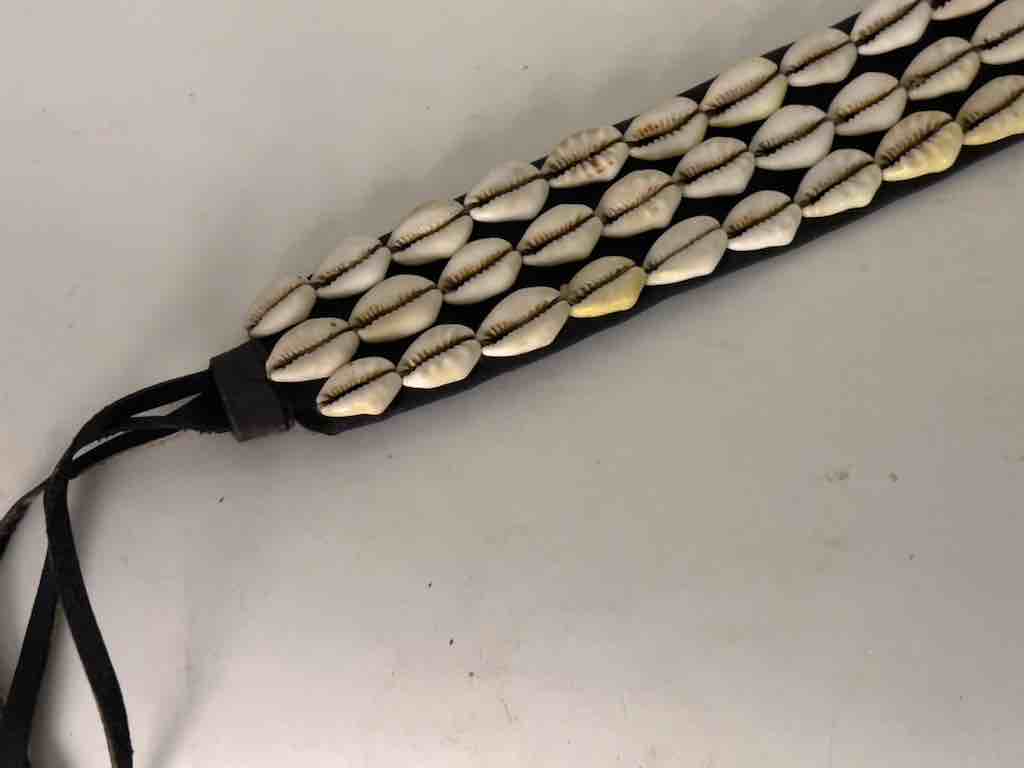 African Cultural Wide Real Cowrie Shell-Leather Tie-Closure Belt - 3 colors