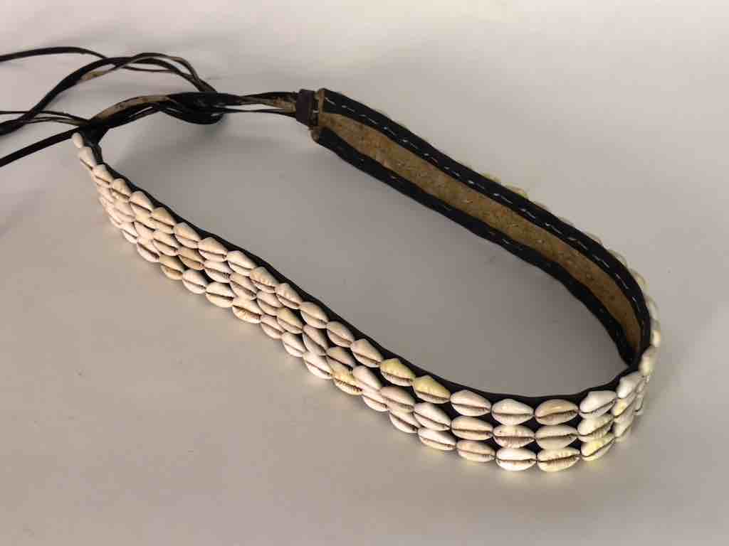 African Cultural Wide Real Cowrie Shell-Leather Tie-Closure Belt - 3 colors