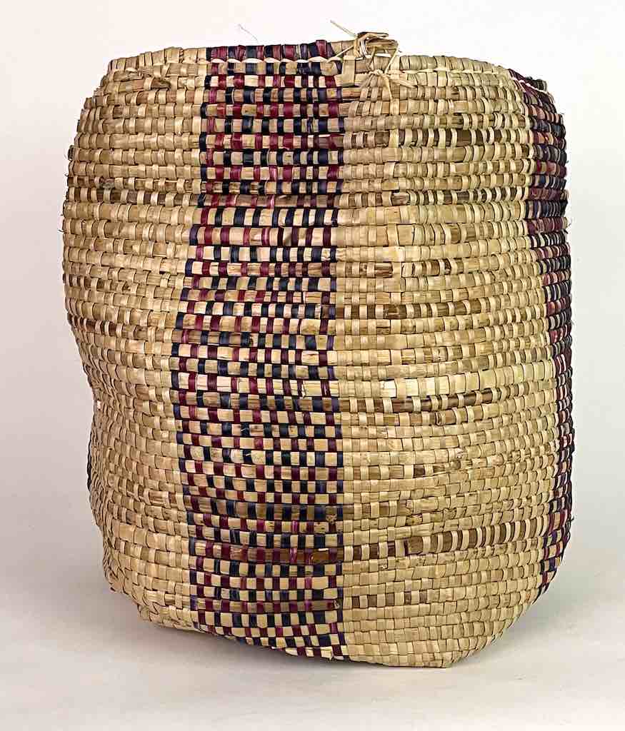 Maroon/Navy Wide Band Woven Flexible Deep Swampgrass Basket - Togo