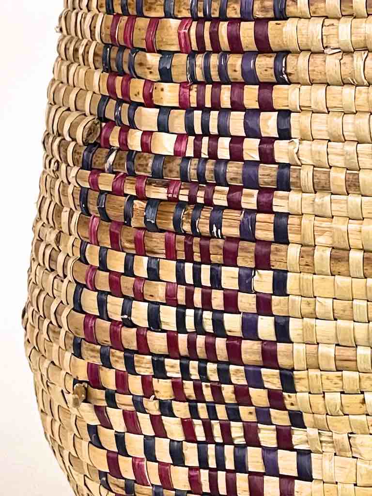 Maroon/Navy Wide Band Woven Flexible Deep Swampgrass Basket - Togo