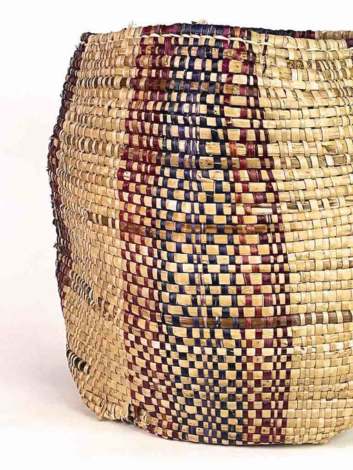 Maroon/Navy Wide Band Woven Flexible Deep Swampgrass Basket - Togo