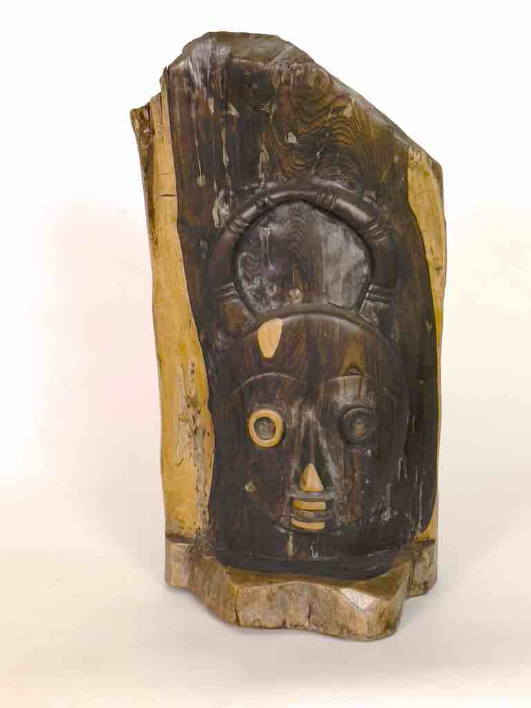 Contemporary Sculpture of Baule Mask Carved into Solid Ebony | 15"