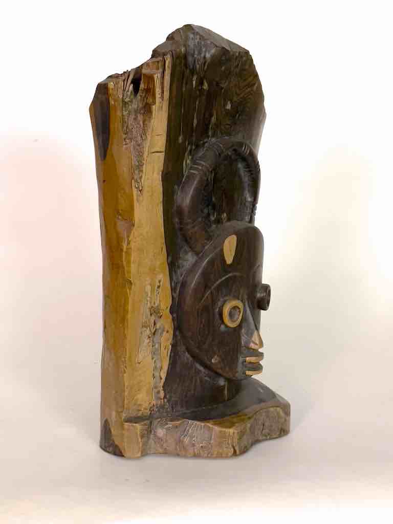 Contemporary Sculpture of Baule Mask Carved into Solid Ebony | 15"