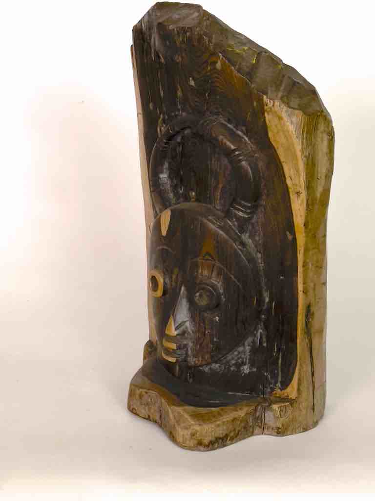 Contemporary Sculpture of Baule Mask Carved into Solid Ebony | 15"