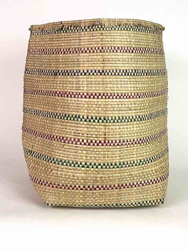 Tall Multi-Stripe Woven Flexible Deep Swampgrass Basket - Togo