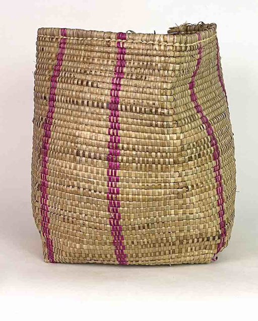 Pink Vertical Stripe Woven Flexible Deep Swampgrass Basket - Togo