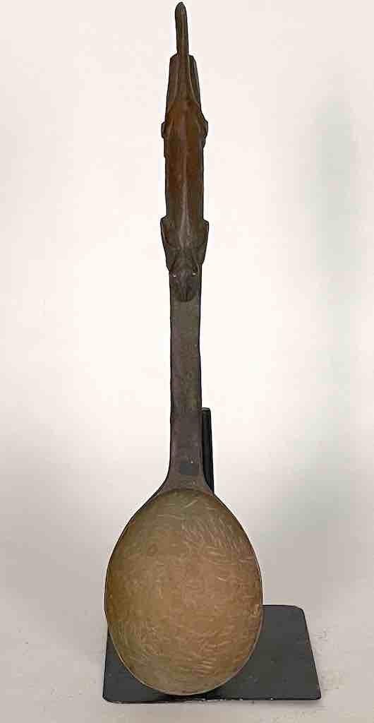 Traditional Vintage Wooden Ceremonial Chameleon Baule Spoon