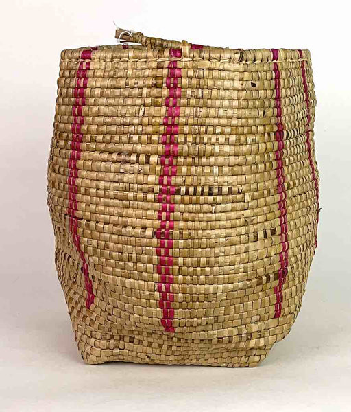 Pink Vertical Stripe Woven Flexible Deep Swampgrass Basket - Togo