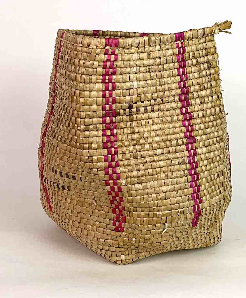 Pink Vertical Stripe Woven Flexible Deep Swampgrass Basket - Togo