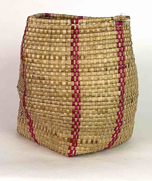 Pink Vertical Stripe Woven Flexible Deep Swampgrass Basket - Togo