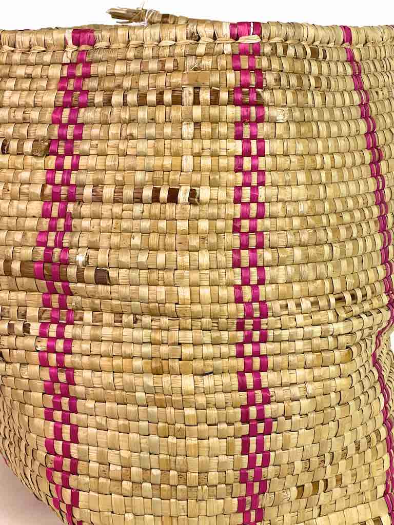Pink Vertical Stripe Woven Flexible Deep Swampgrass Basket - Togo