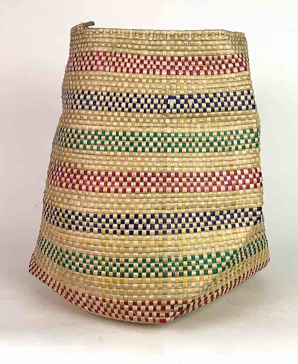 Tall Multi-Stripe Woven Flexible Deep Swampgrass Basket - Togo