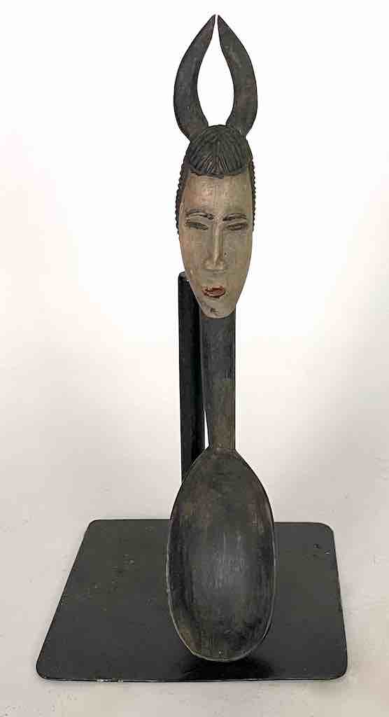 Traditional-style Wooden Ceremonial Mask Baule Spoon