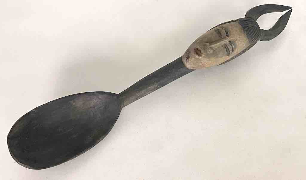 Traditional-style Wooden Ceremonial Mask Baule Spoon