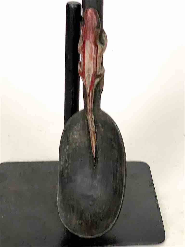 Traditional-style Wooden Ceremonial Janus Mask Chameleon Baule Spoon