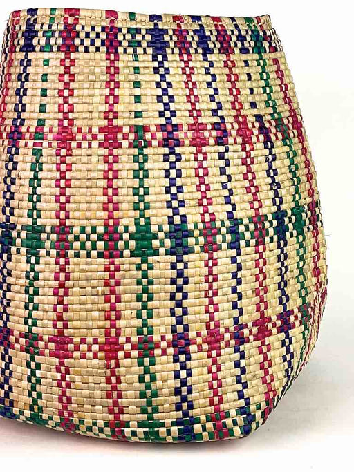 Red/Green/Blue Criss-Cross Woven Flexible Deep Swampgrass Basket - Togo