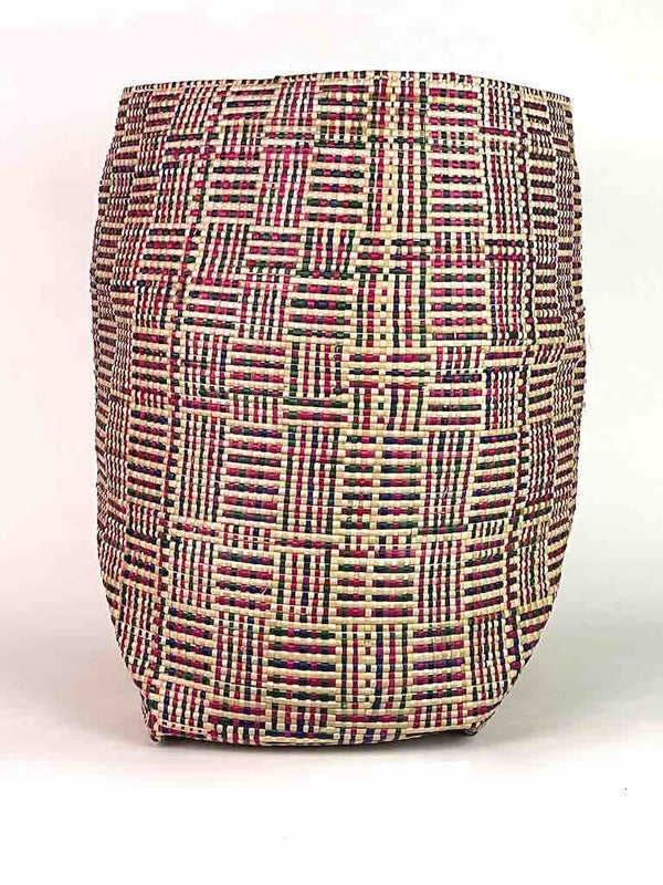 XL Red/Navy Interwoven Stripes Flexible Deep Swampgrass Basket - Togo