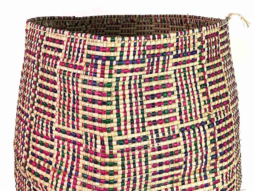 XL Red/Navy Interwoven Stripes Flexible Deep Swampgrass Basket - Togo