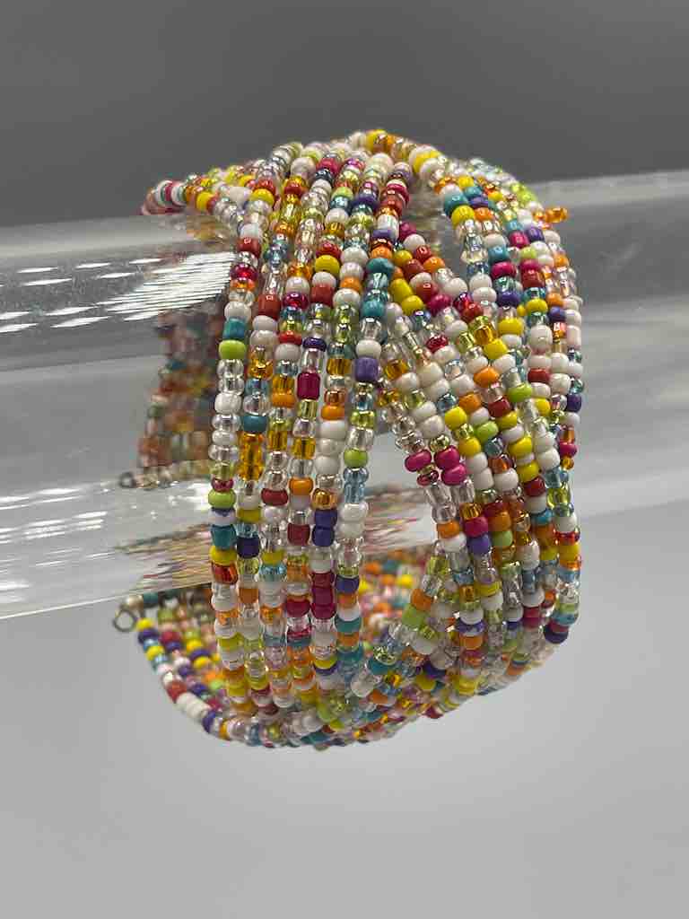 Wide Woven Colorful Beaded Wire Bracelet - Nigeria