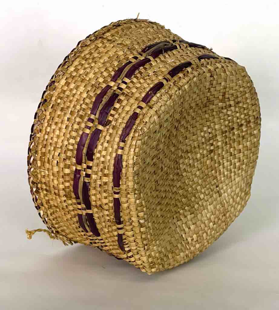 Deep Cylindrical Decorated Swampgrass Basket - Benin