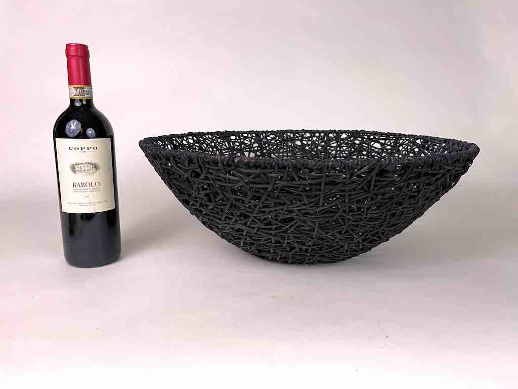 Mariavines Black Intricately Woven Basket Bowl - Philippines