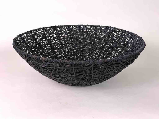 Mariavines Black Intricately Woven Basket Bowl - Philippines