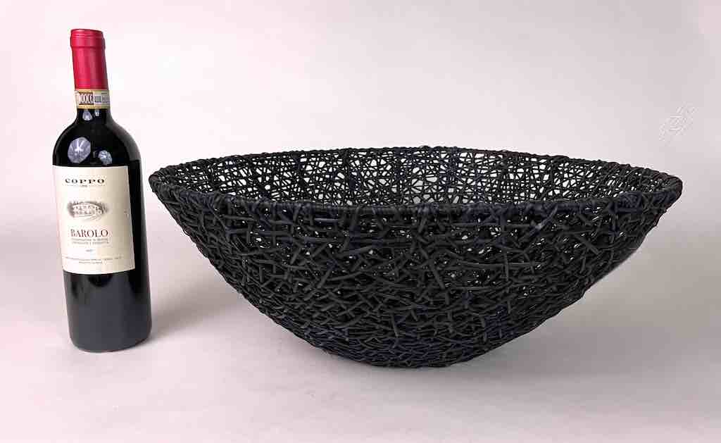 Mariavines Black Intricately Woven Basket Bowl - Philippines