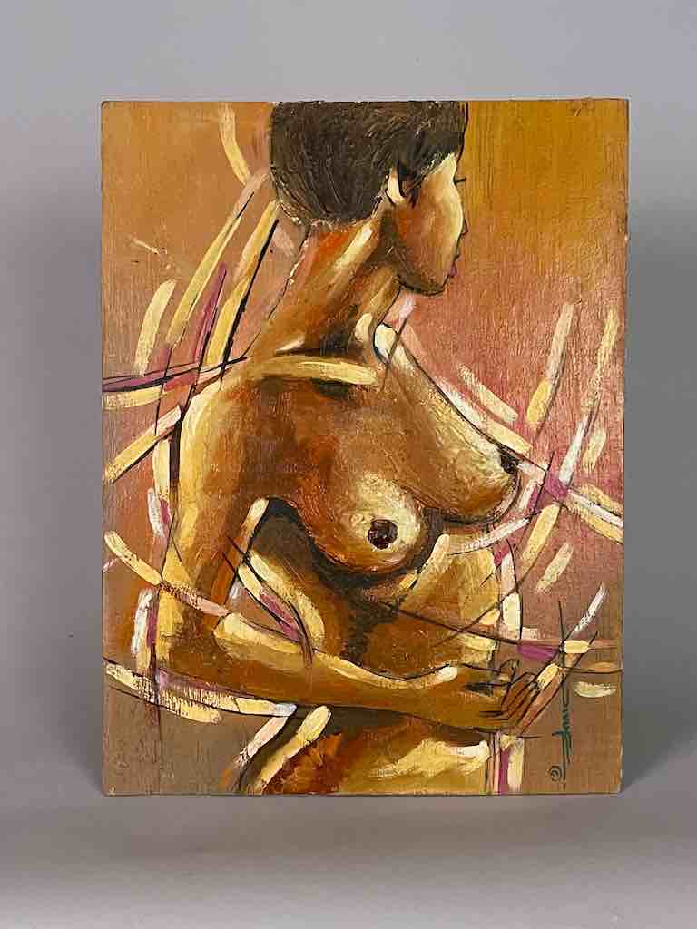 Contemporary Nude African Woman Painted on Wood