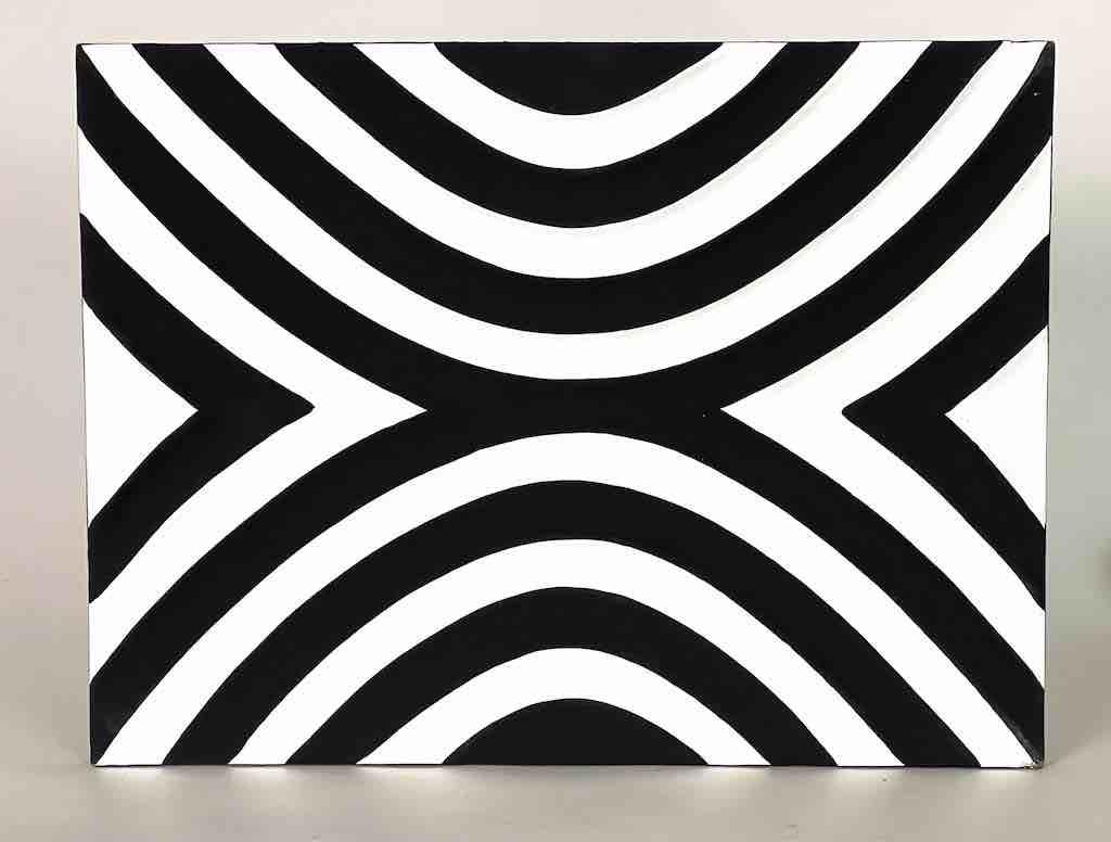 Imigongo Royal Tutsi Rwanda Black & White Geometric Tableaux | 12 x 15"