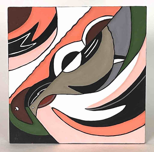 Imigongo Royal Tutsi Rwanda Geometric Tableaux | 12 x 12"