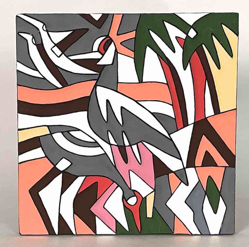 Imigongo Royal Tutsi Rwanda Geometric Tableaux | 12 x 12"