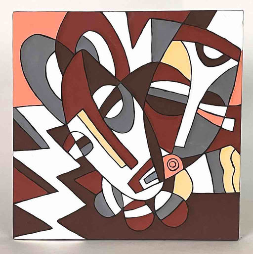 Imigongo Royal Tutsi Rwanda Geometric Tableaux | 12 x 12"