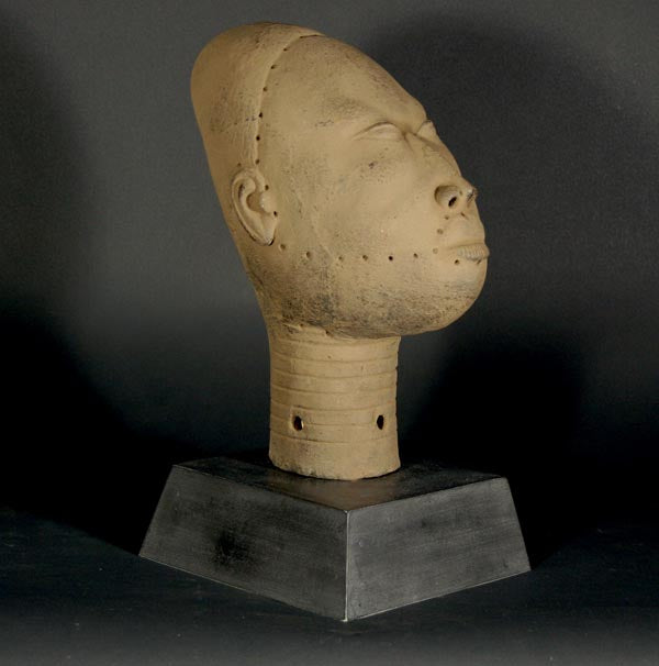 Ife clay head on stand