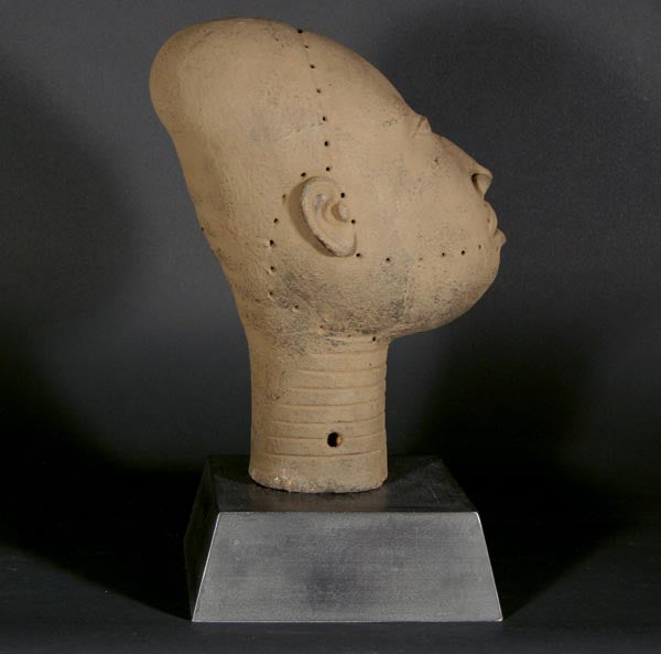 Ife clay head on stand